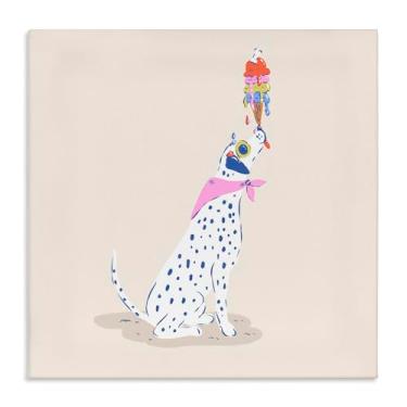 Imagem de Stupell Industries Arte de parede em tela dálmata e sorvete pingando por Krissy Mast, 43 x 43 cm
