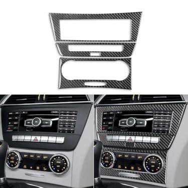 Imagem de Adesivo de painel de rádio CD de controle climático de carro de fibra de carbono real compatível com Mercedes-Benz C-Class W204 C250 C300 C350 C63 AMG 2012-2014 Sedan/2012-2015 Coupe Interior Decalque