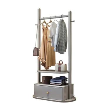 Imagem de ZzleoyuUUs-12 Suporte para casaco de madeira maciça, multifuncional, cabideiro, simples, armário de armazenamento, sala de estar, armário de armazenamento de chão (cinza, pequeno)