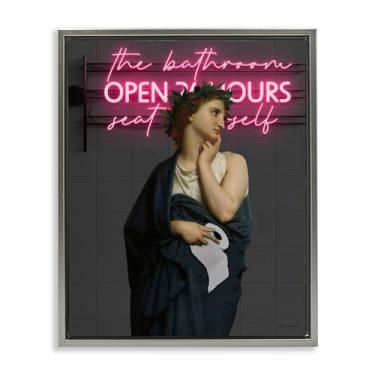 Imagem de Stupell Industries Arte de parede clássica Lady at Bathroom Gray Floater Canvas da Seven Trees Design, 53 x 43 cm