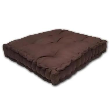 Imagem de Almofada Futon Turca para Banco e Palhetes de Madeira Tecido Sued 40X40x12 cm(Marrom)
