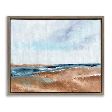 Imagem de Stupell Industries Tela flutuante marrom paisagem costeira horizonte moldura arte de parede design por Nikita Jariwala, 25 x 31