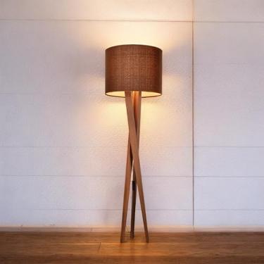 Imagem de D+MOB Luminária De Chão Paris Com Pés De Madeira E Tecido Mônaco (Marrom)