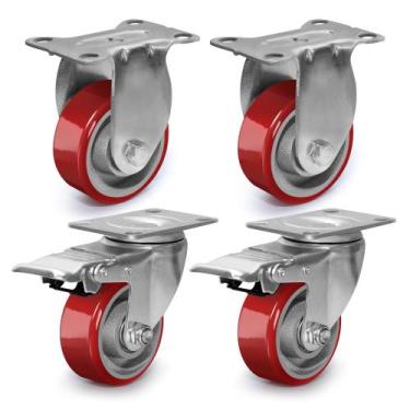 Imagem de Rodas Caster Wheels ZDNEY Heavy Duty de 3 polegadas com tampa de freio
