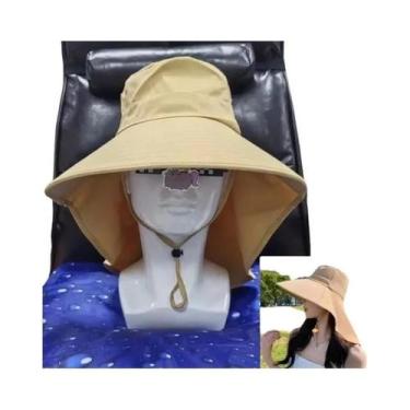 Imagem de Chapéu de Sol Feminino com Aba Grande - Proteção para o Pescoço em Alg