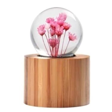 Imagem de ZZTWER Caixa musical de madeira, caixa de música margarida de flor verdadeira, bola de cristal, ornamentos de artesanato de resina para Natal, casamento, aniversário, meninas