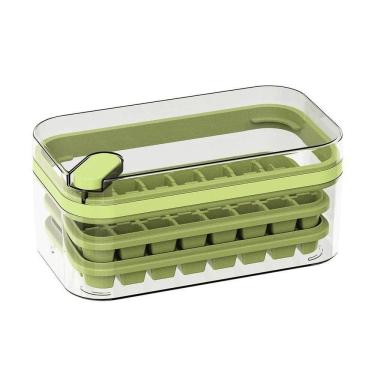 Imagem de Forma De Gelo 64 Cubos Camada Dupla Recipiente Bandeja Verde