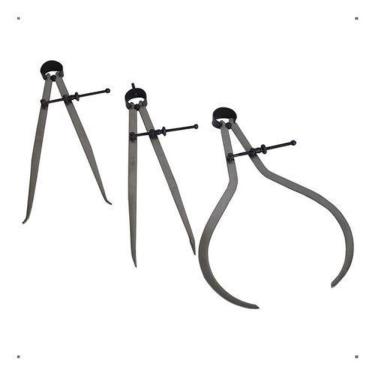 Imagem de Kit 3 Compassos 8 Pol. Mecânico Ponta Reta Interno E Externo