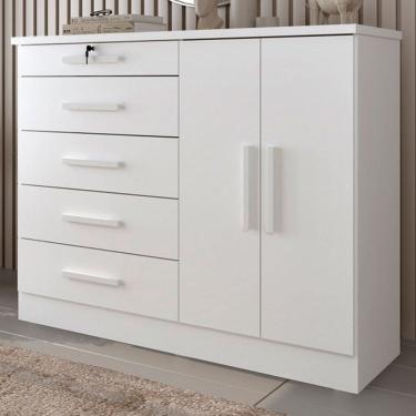 Imagem de Cômoda Firenze 2 Portas 5 Gavetas Neve - Pnr Móveis