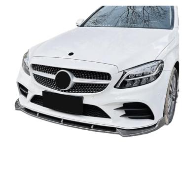 Imagem de Spoiler dianteiro para carro W205 C205 S205 C43, spoiler e divisor de para-choque compatível com Mercedes Benz C180 C200 C300 2019 2020 2021 AMG LCI Tuning(3pcs)