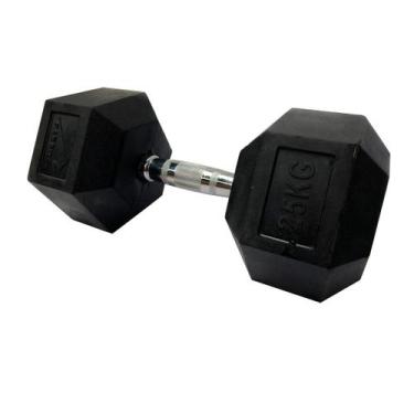Imagem de Halter dumbell emborrachado sextavado cromado de 25kg rae