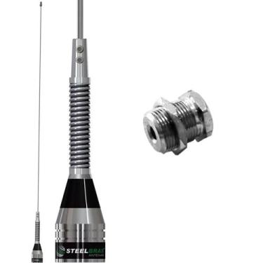 Imagem de Antena Móvel VHF 62cm Inox Com Mola + Parafuso de Fixação - STEELBRAS