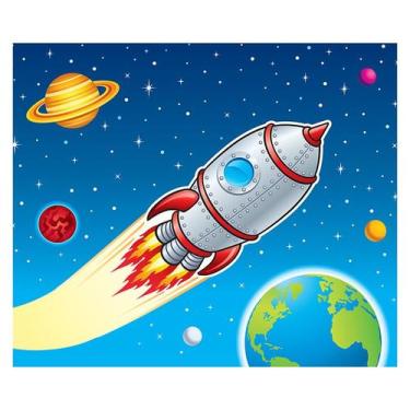 Imagem de Papel de Parede Adesivo Infantil Espaço Foguete Bebe Quarto - 514pcm -