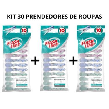 Imagem de Kit 30 Prendedores de Roupas Flash Limp Emborrachado Lav3789 - Flashli