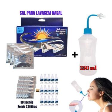Imagem de Kit Lavagem Nasal Sal c/30 Sachês + Dispositivo Bico Curvo - Ecommerce