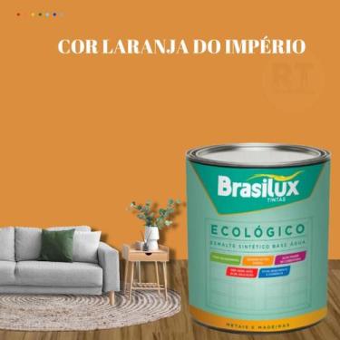 Imagem de Esmalte Sintético Brasilux Base Água Ecologico Cor Laranja 800ML Brilh