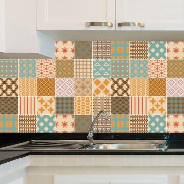 Imagem de Adesivo de Azulejo - Ladrilho Hidráulico - 20cm x 20cm - 24un - 087Azm