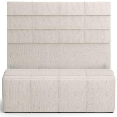 Imagem de Kit Cabeceira Cama Box Casal 140cm com Calçadeira Roma W01 Linho Cru -