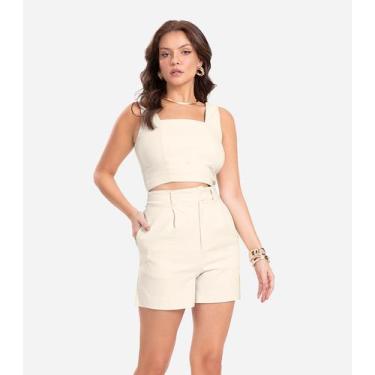 Imagem de Shorts Feminino Bengaline Endless Bege, M, Bege