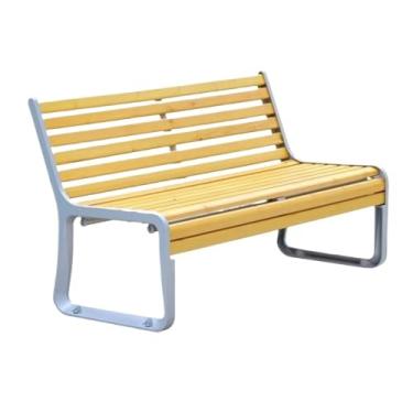 Imagem de YAYAOVP-24927 Banco ao ar livre, banco de encosto de jardim, cadeira de madeira ao ar livre, moldura de alumínio fundido, bancos de jardim e terraço de parque (grande)