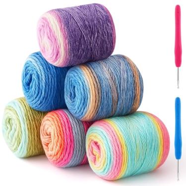 Imagem de Maasechs 6 fios de flores para crochê, tricô, gradiente, bolo, algodão, lã acrílica, para cachecóis, xales, cobertores e roupas