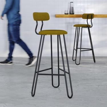 Imagem de Banqueta Alta com Encosto Ginger Mostarda City - Estr.preta