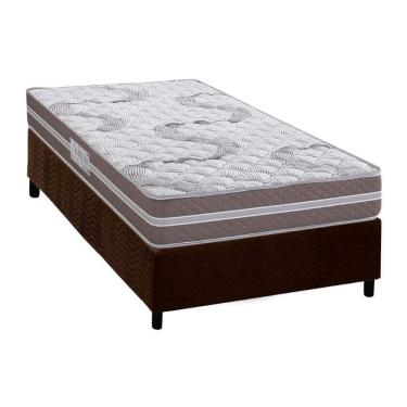 Imagem de Cama Box Solteiro: Colchão Espuma D33 Herval Long Live + Base CRC Suede Brown (88x188)