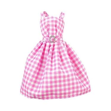 Imagem de Roupas Para Bonecas De 30cm Para Meninas Vestido Xadrez Top Com Lantej