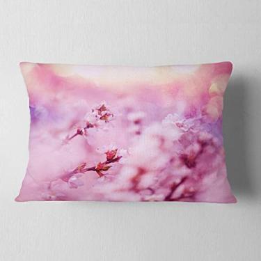 Imagem de Designart Close-up View of Blossoming Cherry' Floral Throw Lombar Sala de Estar, Sofá, Almofada de Alta Qualidade + Capa de Almofada Estampada em ambos os lados 30,5 x 50,8 cm