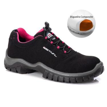 Imagem de Sapato de Segurança em Microfibra Preto e Rosa Estival EN10023S2 Bico 