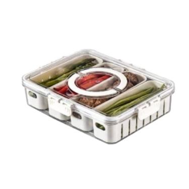 Imagem de Cesto Organizador com Tampa para Geladeira – Plástico Transparente Empilhável 30,5x16x7,5cm