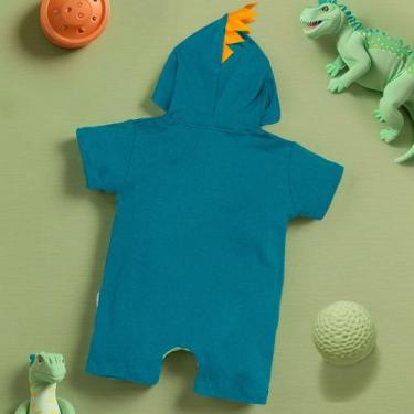 Imagem de Macacão Infantil Curto Com Capuz Bordado Dino Verde - Era Uma Vez, Ver