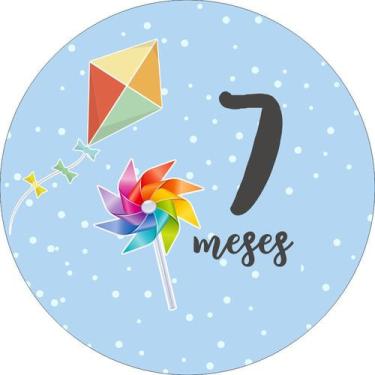 Imagem de Painel de Lona Redondo Mesversário Aniversário de 7 Meses Menino - Fab