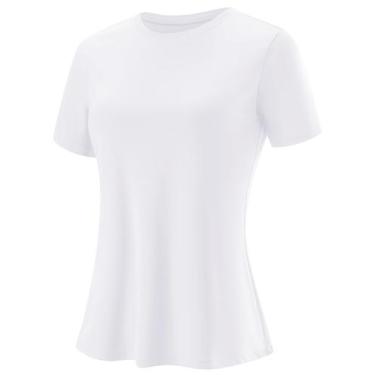 Imagem de Camiseta feminina Blingfit branca para ioga UPF 80+ Sun Protect XS