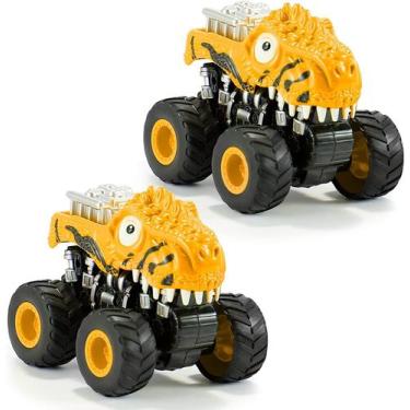 Imagem de Dinosaur Toys Pull Back Cars, pacote com 2 Monster Truck para meninos 