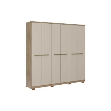 Imagem de Guarda Roupa Solteiro 6 Portas E 3 Gavetas C/ Pés Belmont 1154 Noce/off White - Carraro