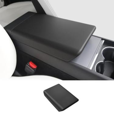 Imagem de Arcoche Capa de console central de atualização para 2025 2026 Tesla Model Y Juniper 2024 2025 2026 Model 3 Highland antiderrapante TPU capa de apoio de braço acessórios protetor de braço (preto)