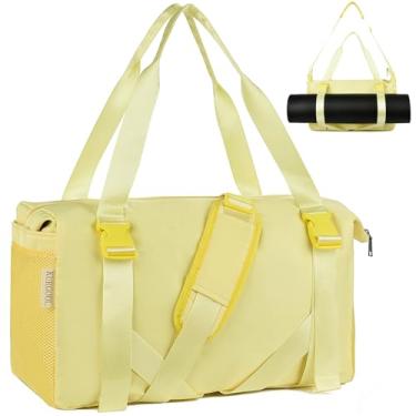 Imagem de Bolsa feminina de ioga para academia, bolsa esportiva com bolso úmido, bolsa de viagem com vários bolsos, bolsa dobrável de fim de semana, resistente à água, bolsa de fim de semana para mulheres e