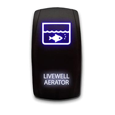 Imagem de LIVEWELL Aerador Gravado a Laser 5 Pinos Único Pólo Único Interruptor Balancim Vertical On-Off SPST 20A 12V, Azul/Branco
