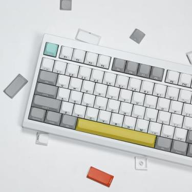 Imagem de Arctic Side Print Conjunto de teclas de perfil baixo personalizadas, teclas 75% completas para 60% 65% 75% 80% 100% Cherry Gateron MX Switches Teclado mecânico (Moonlight)