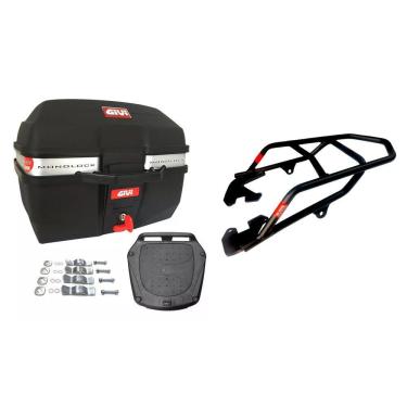 Imagem de Baú 27L Moto Traseiro Traffic E27m + Bagageiro Givi Titan 160 2025 Fan Start Sr1218