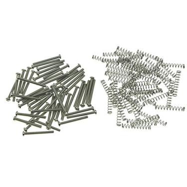 Imagem de Dopro 50 peças Parafusos de captador Humbucker para guitarra Humbucker rosca métrica parafusos de altura com molas para captadores de níquel Epi SG Import Pickups