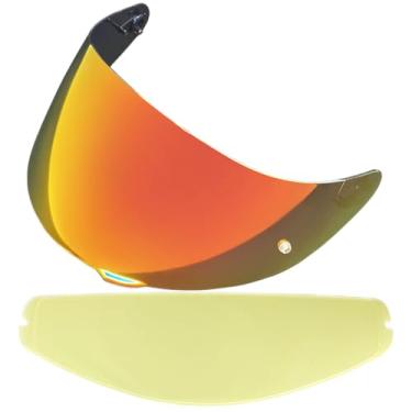 Imagem de YMTSGEQ Viseira de capacete K1 + película anti-embaciamento, proteção UV resistente a arranhões viseira à prova de vento compatível com AGV K1, K1S, K3SV, K5, K5S (Revo Deep Red+Anti Fog Film-Day Use