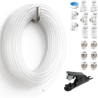 Imagem de Sctihwelire Kit de tubulação de ar PU 10 mm OD x 6,5 mm ID - Mangueira flexível transparente de 10 m com encaixes de pressão para conectar, cortador de tubo - Kit de linha de ar pneumático para