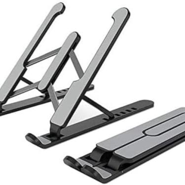 Imagem de Suporte para Notebook Regulável e Dobrável – Base Ergonômica Ajustável Portátil Alumínio Home Office