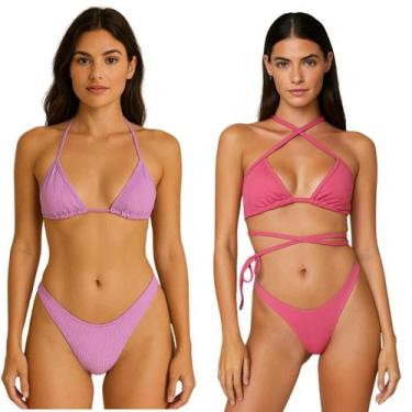 Imagem de Kit 2 Biquíni Candy Colors Tendência Verão 2026 - TRIBO MODA, Lilas/Fl