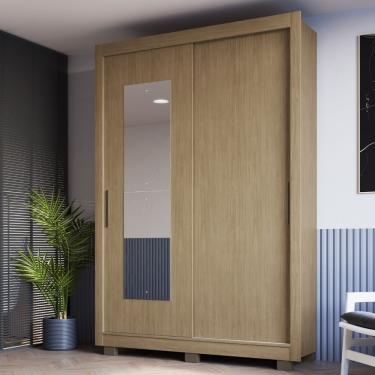 Imagem de Guarda Roupa Solteiro com Espelho 2 Portas de Correr e Pés Turquia Faimec - Nature