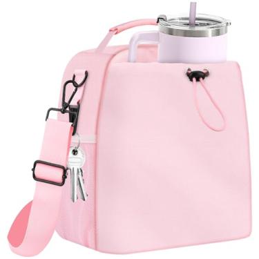 Imagem de Yotako Lancheira isolada para homens e mulheres – Lancheira serve para copos Stanley de 40/850 g, bolsa térmica à prova de vazamento com 2 ganchos de metal, bolsos de malha laterais e internos, alça