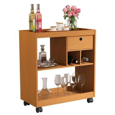 Imagem de Aparador Buffet Barzinho Sala 4000 Com 1 Gavetas E Rodízios Nature