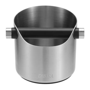 Imagem de Caixa de café expresso, recipiente de pó de café de aço inoxidável, caixa de proteção para grãos de café expresso com base antiderrapante e barra removível, comporta 10 discos duplos